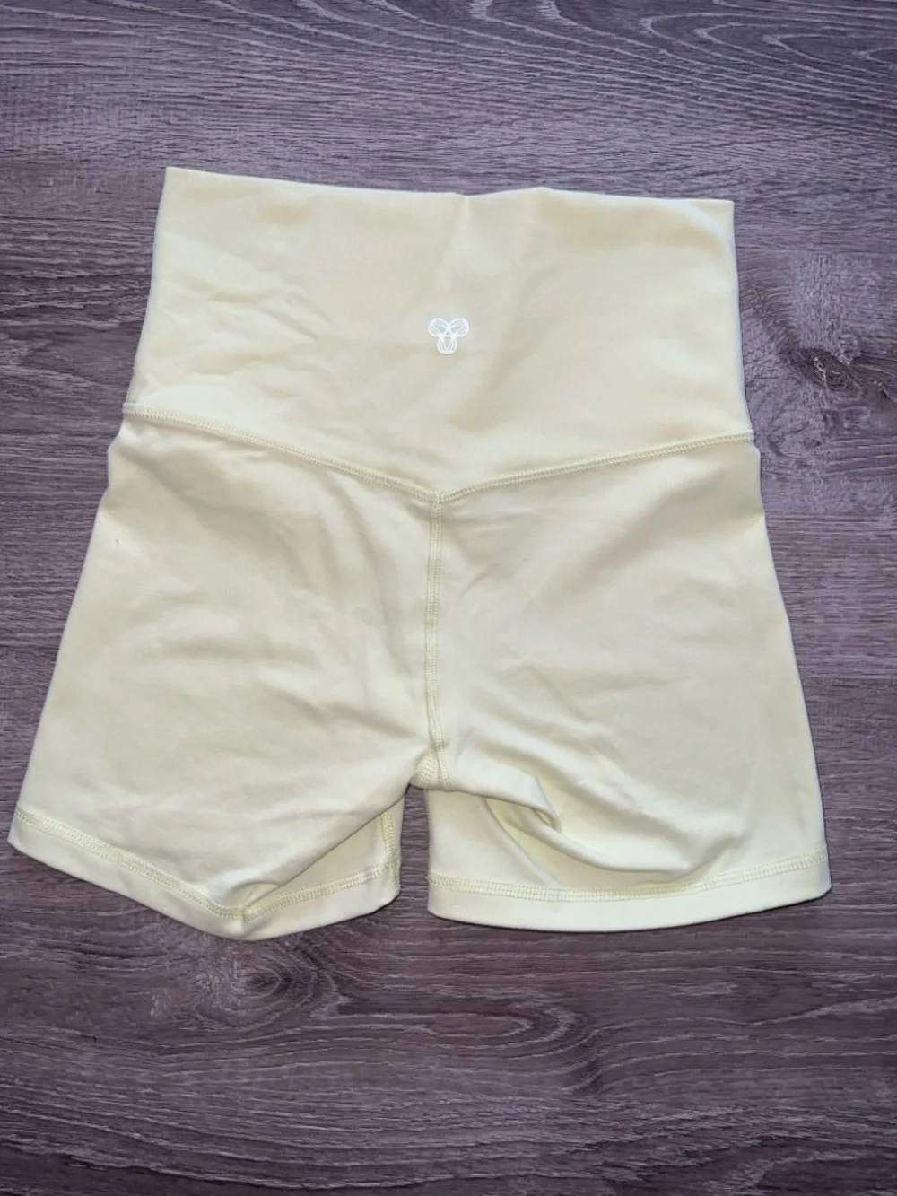 High-Waist Women's TNA Yellow Biker Shorts - Picture 2 of 7